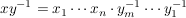 $ xy^{-1} = x_1 \cdots x_n \cdot y_m^{-1} \cdots y_1^{-1} $