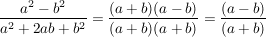 $ \bruch{a^2-b^2}{a^2+2ab+b^2} = \bruch{(a+b)(a-b)}{(a+b)(a+b)} = \bruch{(a-b)}{(a+b)} $